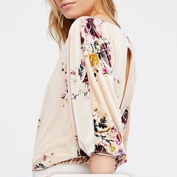 Intimately Free People Velvet Slouchy Babe Bodysuit Beige Floral Stretch Large - Picture 6 of 10